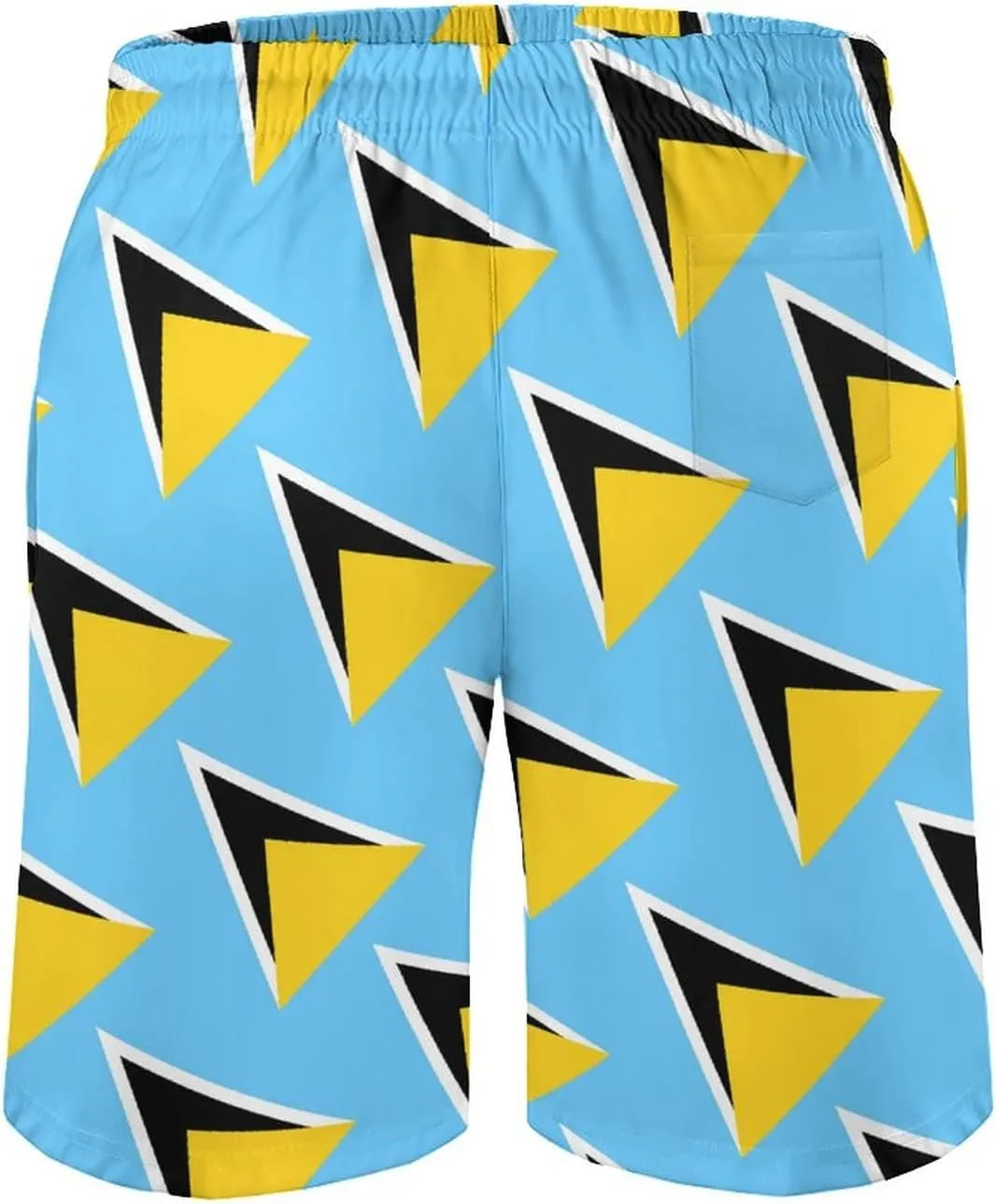 Men's Summer St Lucia Flag Swim Trunks Quick Dry Surf Boardshorts Bathing Suit Shorts with Pockets S