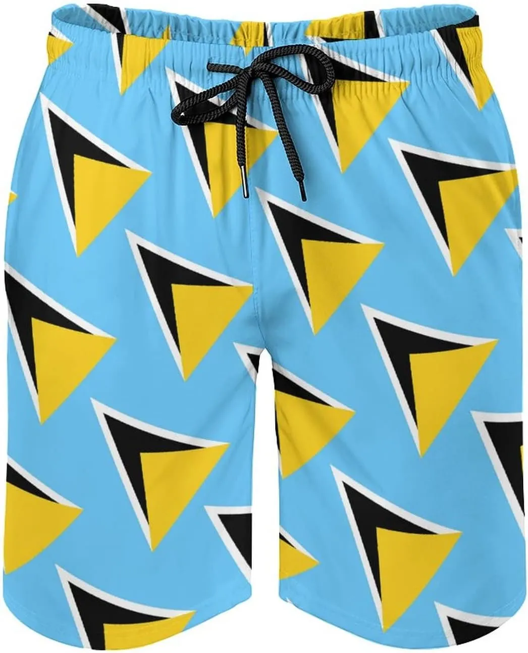 Men's Summer St Lucia Flag Swim Trunks Quick Dry Surf Boardshorts Bathing Suit Shorts with Pockets S