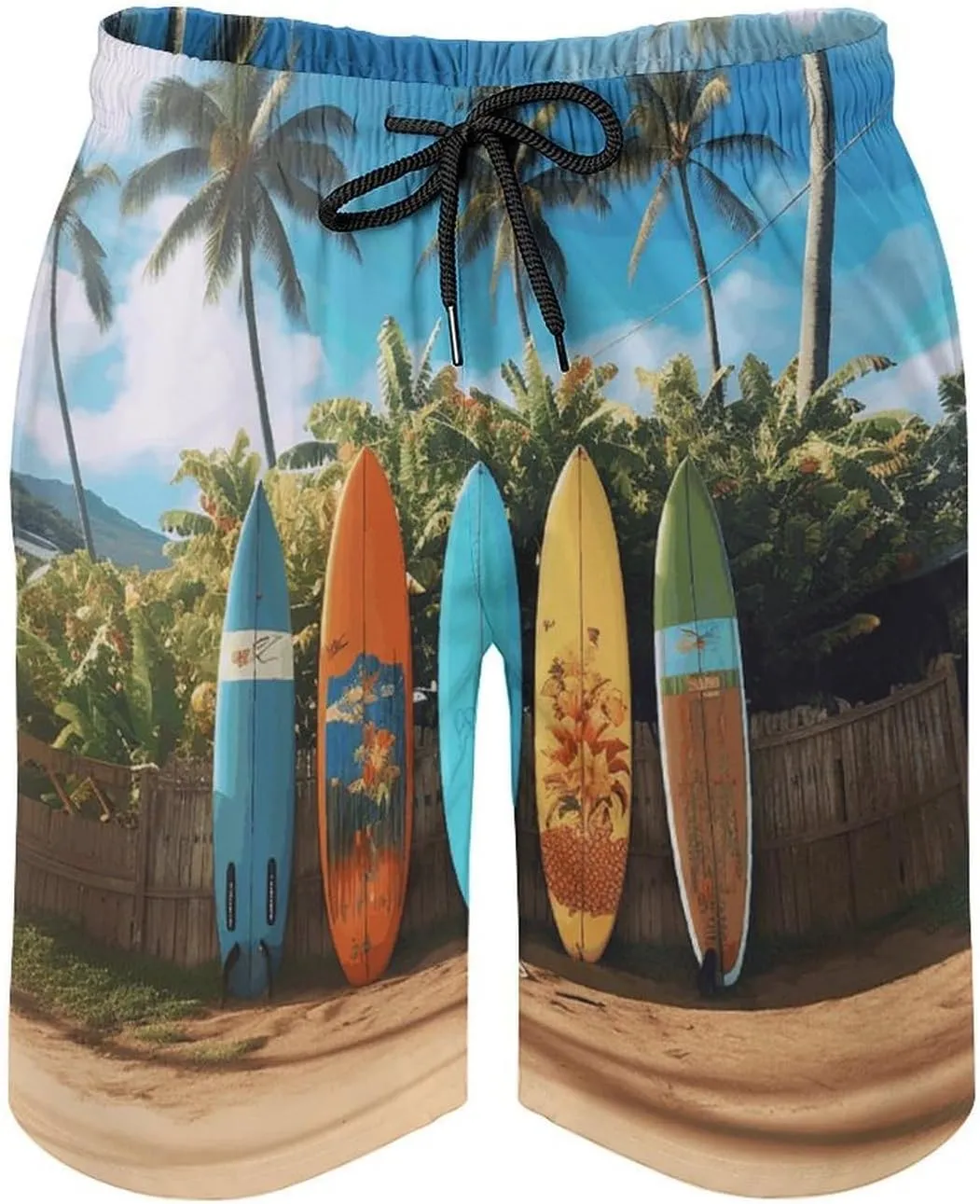 Men's Surf's Up Surfboard Swim Trunks, Quick-Dry Beach Shorts, Bathing Suit with Mesh Lining and Pocket