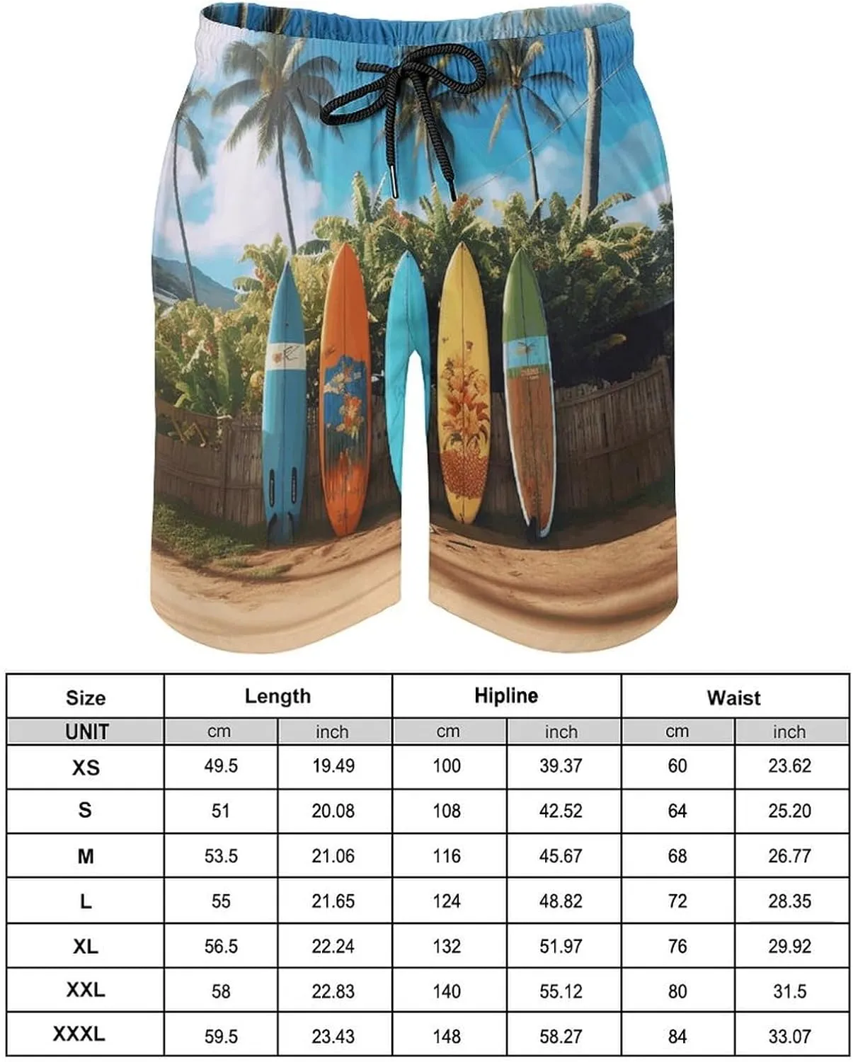 Men's Surf's Up Surfboard Swim Trunks, Quick-Dry Beach Shorts, Bathing Suit with Mesh Lining and Pocket