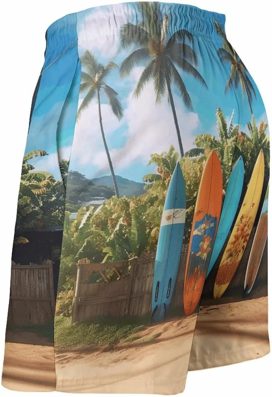 Men's Surf's Up Surfboard Swim Trunks, Quick-Dry Beach Shorts, Bathing Suit with Mesh Lining and Pocket