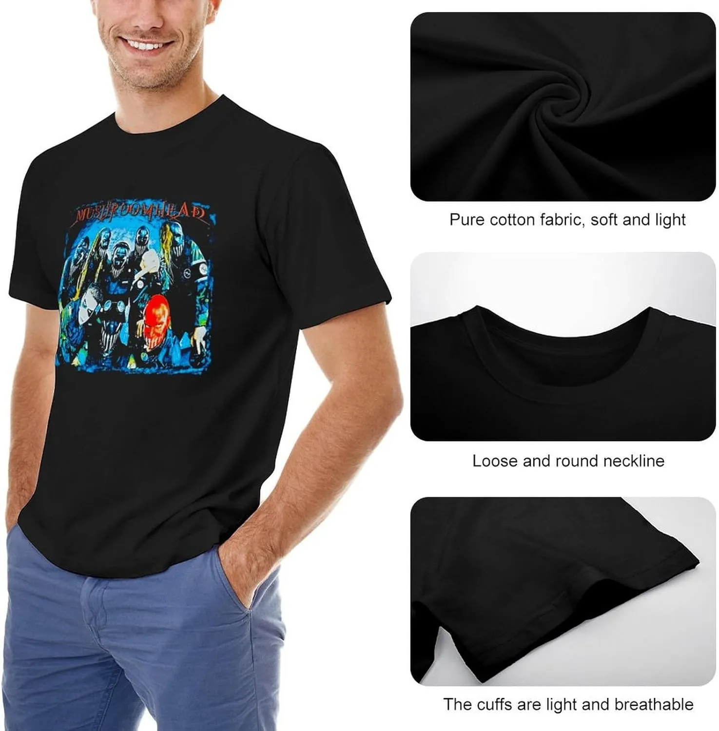 Men's T Shirt Cotton Short-Sleeve Printed Shirts Round Neck Fashion Graphic Classic Tee Shirts