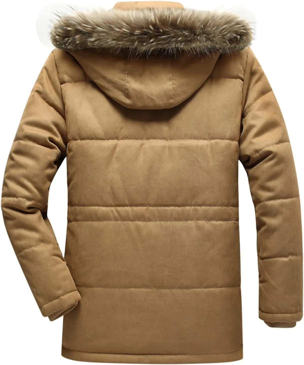 Men's Thicken Warm Winter Coat with Hood Faux-Fur Trim Mountain Ski Snowboard Jacket Windbreaker Coat Outerwear