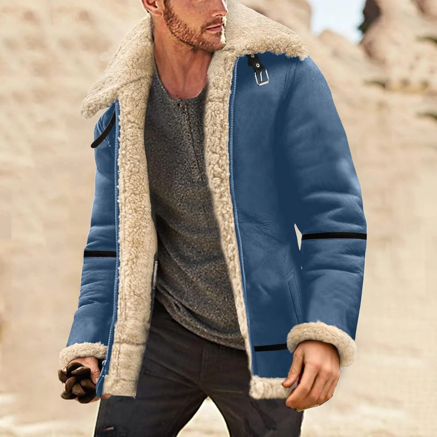 Men's Winter Jacket Windproof Coat Leisure Plus Size Hat Zip Pocket Cotton-Padded Warm Soft Hooded Jacket Coats