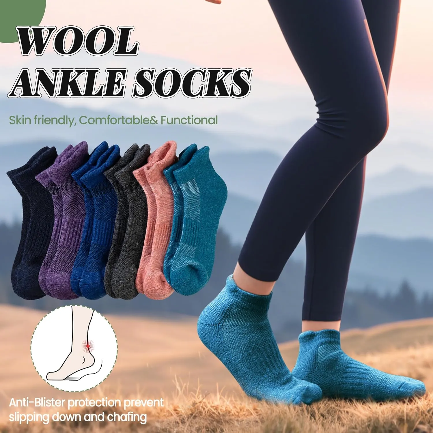 Merino Wool Ankle Hiking Socks For Men & Women No Show Running Athletic Support Thick Cushioned Breathable Socks 6 Pairs