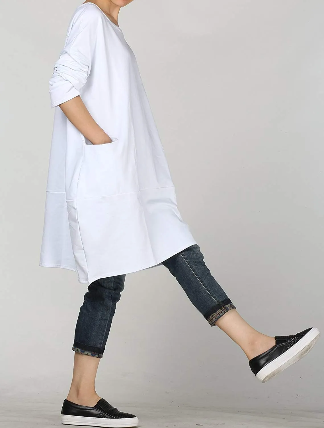 Minibee Women's Crewneck Oversized Sweatshirt Casual Loose Sweatshirts Long Sleeve Pullover Tunic Tops with Pocket