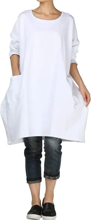 Minibee Women's Crewneck Oversized Sweatshirt Casual Loose Sweatshirts Long Sleeve Pullover Tunic Tops with Pocket