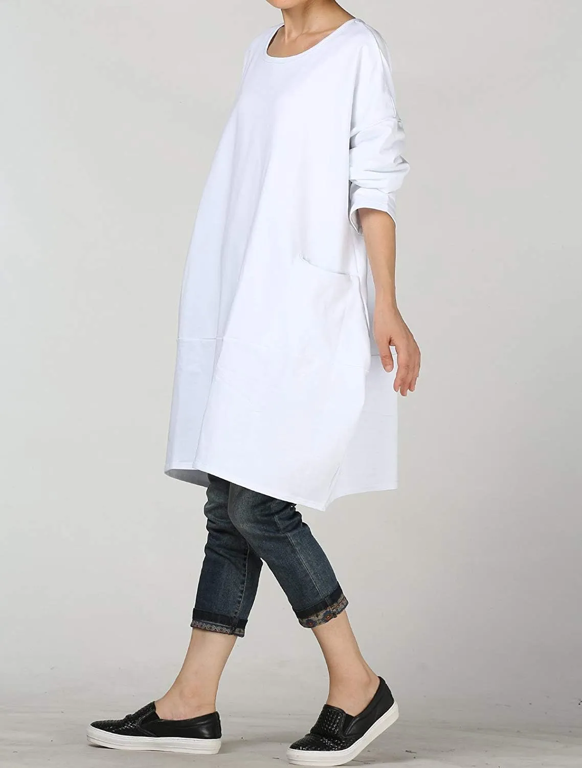 Minibee Women's Crewneck Oversized Sweatshirt Casual Loose Sweatshirts Long Sleeve Pullover Tunic Tops with Pocket