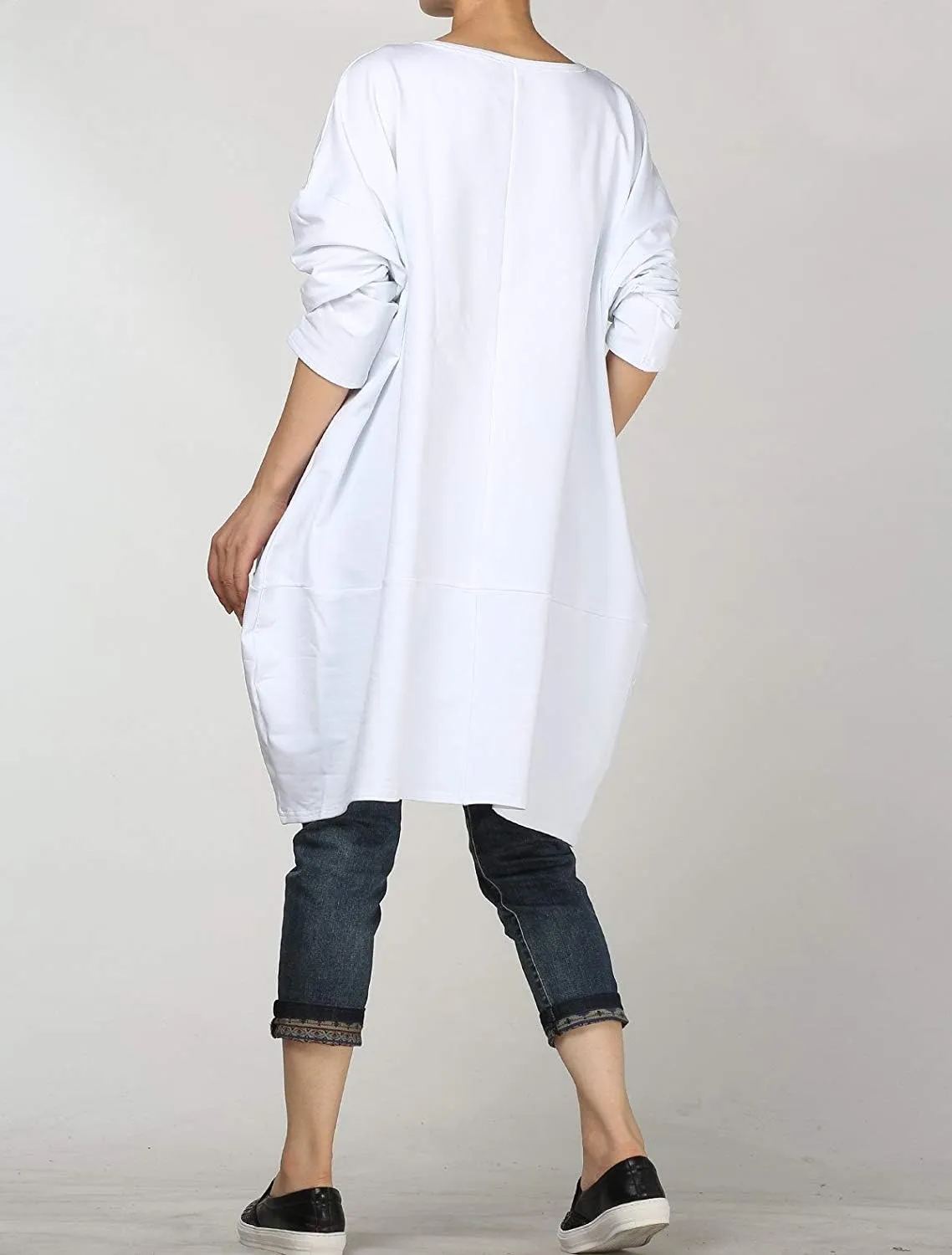 Minibee Women's Crewneck Oversized Sweatshirt Casual Loose Sweatshirts Long Sleeve Pullover Tunic Tops with Pocket