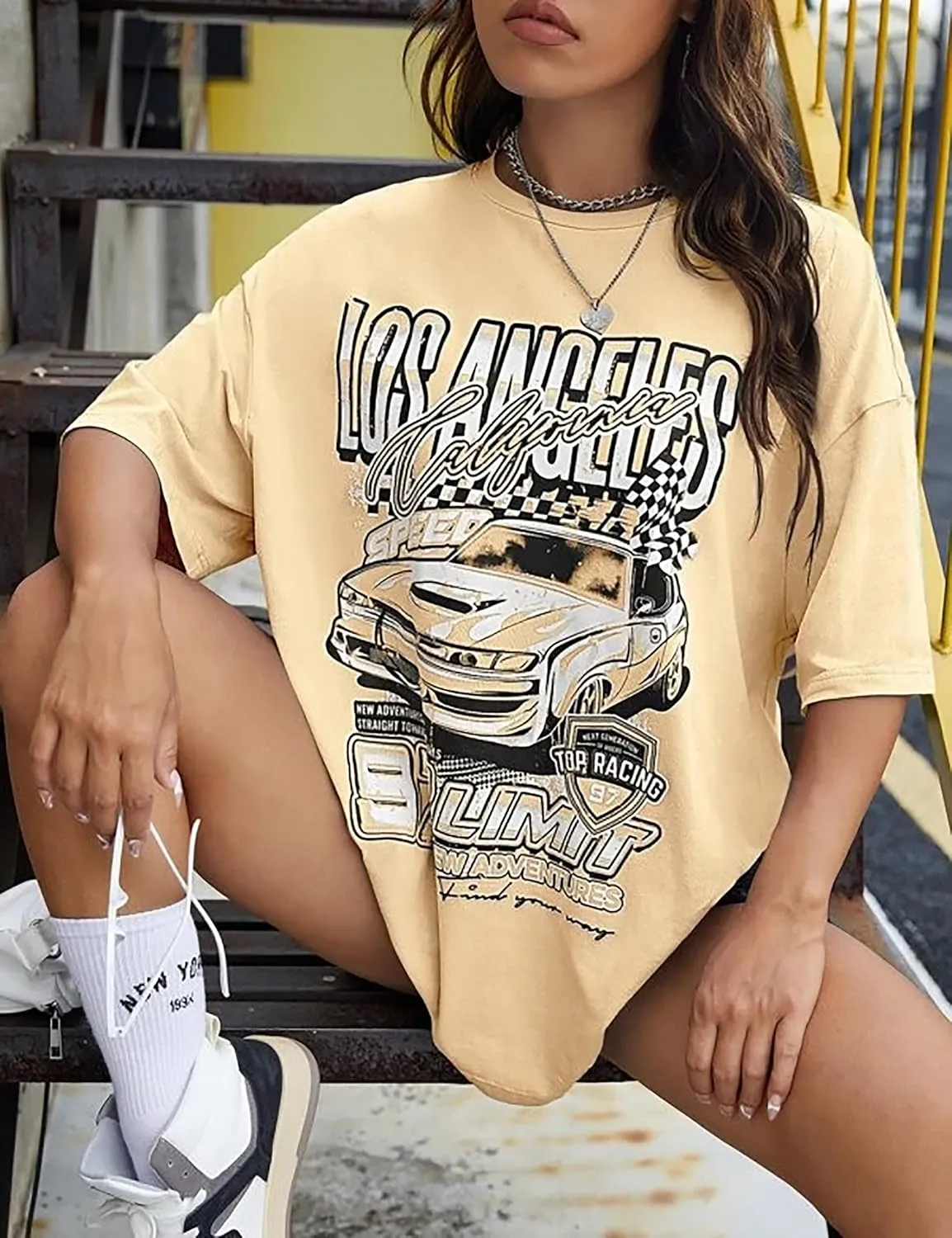 MISSACTIVER Women’s Oversized Graphic Print T-Shirt Cartoon Drop Shoulder Short Sleeve Casual Graphics Tee Shirt