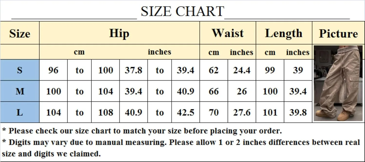 Multi-Pocket Straight Leg Y2k Retro Streetwear Pants Casual Wide Leg Parachute Pants Cargo Pants Drawstring Pants
