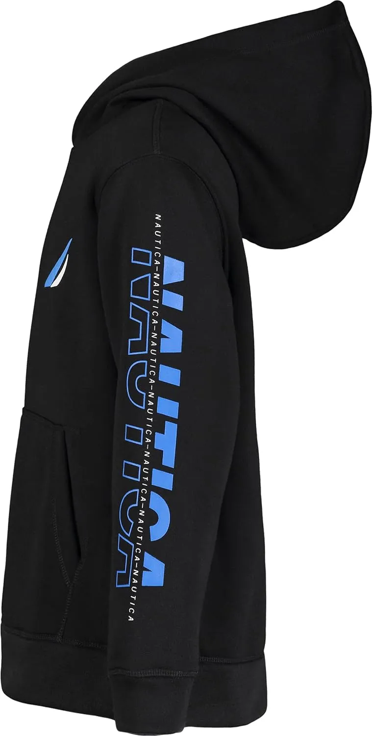Nautica Boys' Long Sleeve Fleece Pullover Hoodie, Comfortable, Relaxed Fit