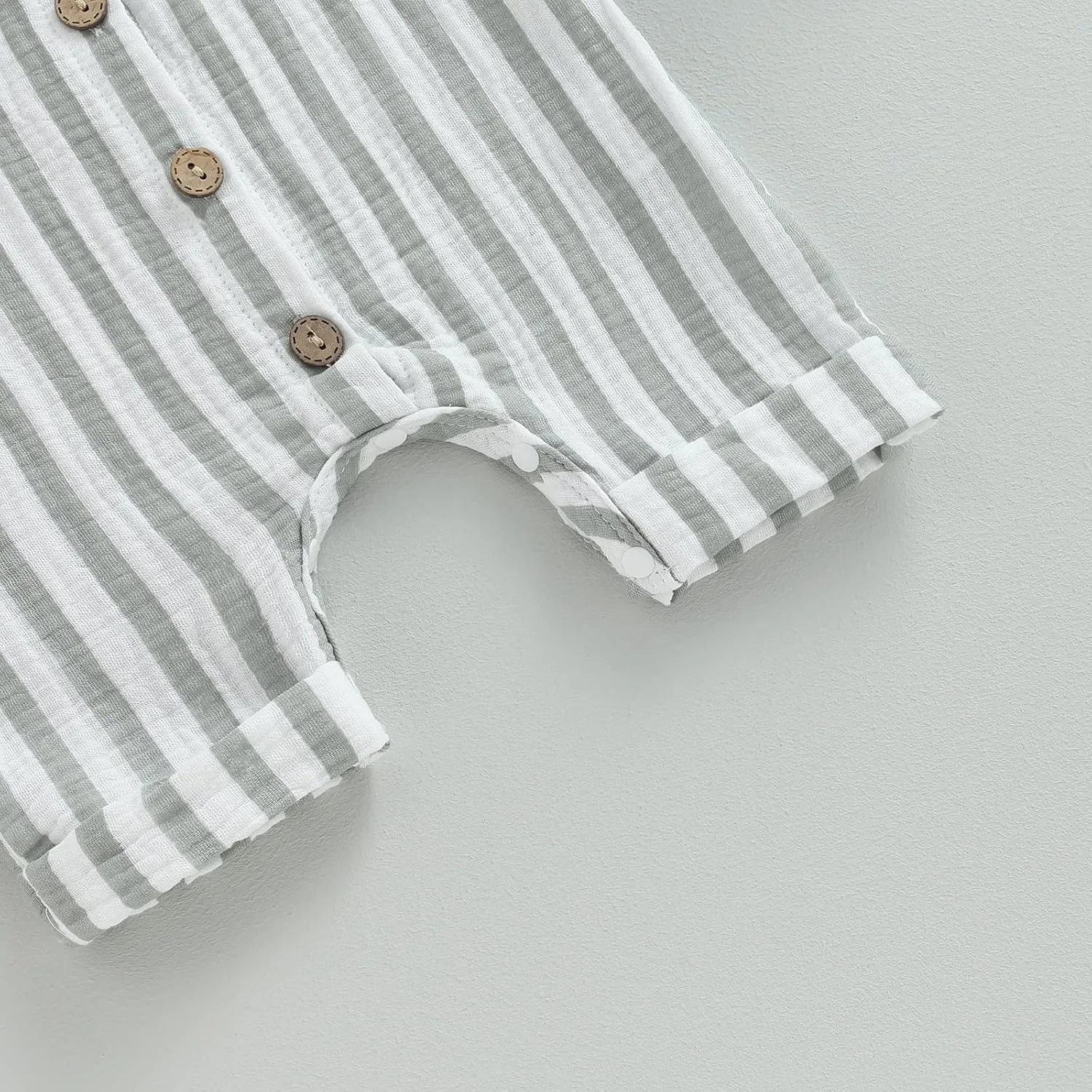 Newborn Baby Boy Girl Sleevless Button Stripe Summer Short Jumpsuit Tank Romper Organic Cotton Linen Clothes