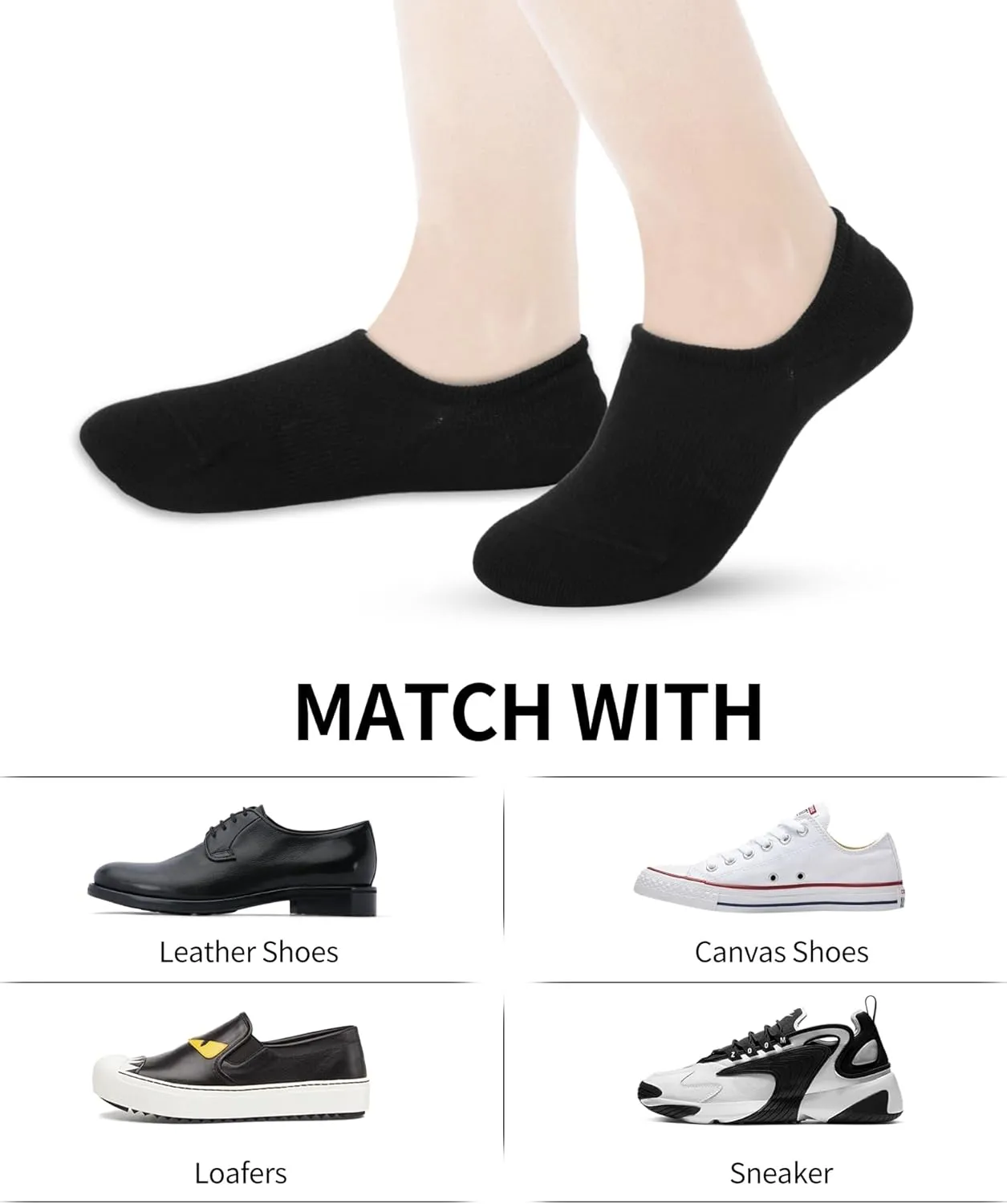 No Show Socks for Womens, Low Cut Non Slip Flat Boat Invisible Line Cushion Athletic Socks