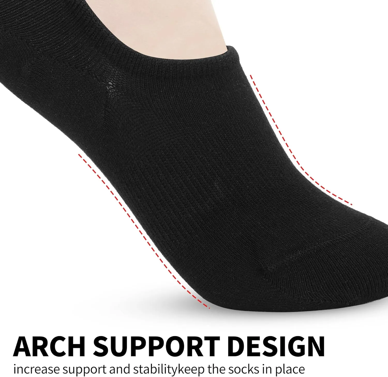 No Show Socks for Womens, Low Cut Non Slip Flat Boat Invisible Line Cushion Athletic Socks