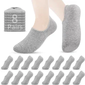 No Show Socks for Womens,Low Cut Ankle Non Slip Flat Boat Invisible Liner Athletic Socks(8 Pairs_Gray8_S)