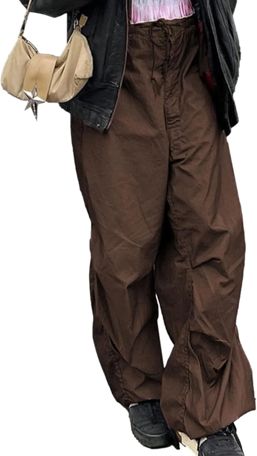 NUFIWI Women Baggy Wide Leg Cargo Pants Low Waist Drawstring Sweatpants Summer Casual Jogger Trousers