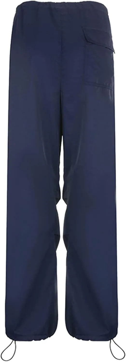 NUFIWI Women Baggy Wide Leg Cargo Pants Low Waist Drawstring Sweatpants Summer Casual Jogger Trousers