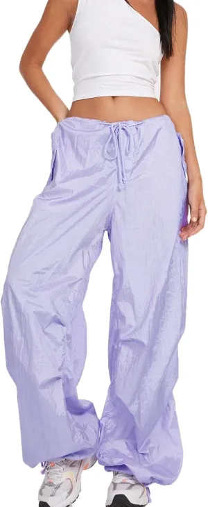 NUFIWI Women Baggy Wide Leg Cargo Pants Low Waist Drawstring Sweatpants Summer Casual Jogger Trousers