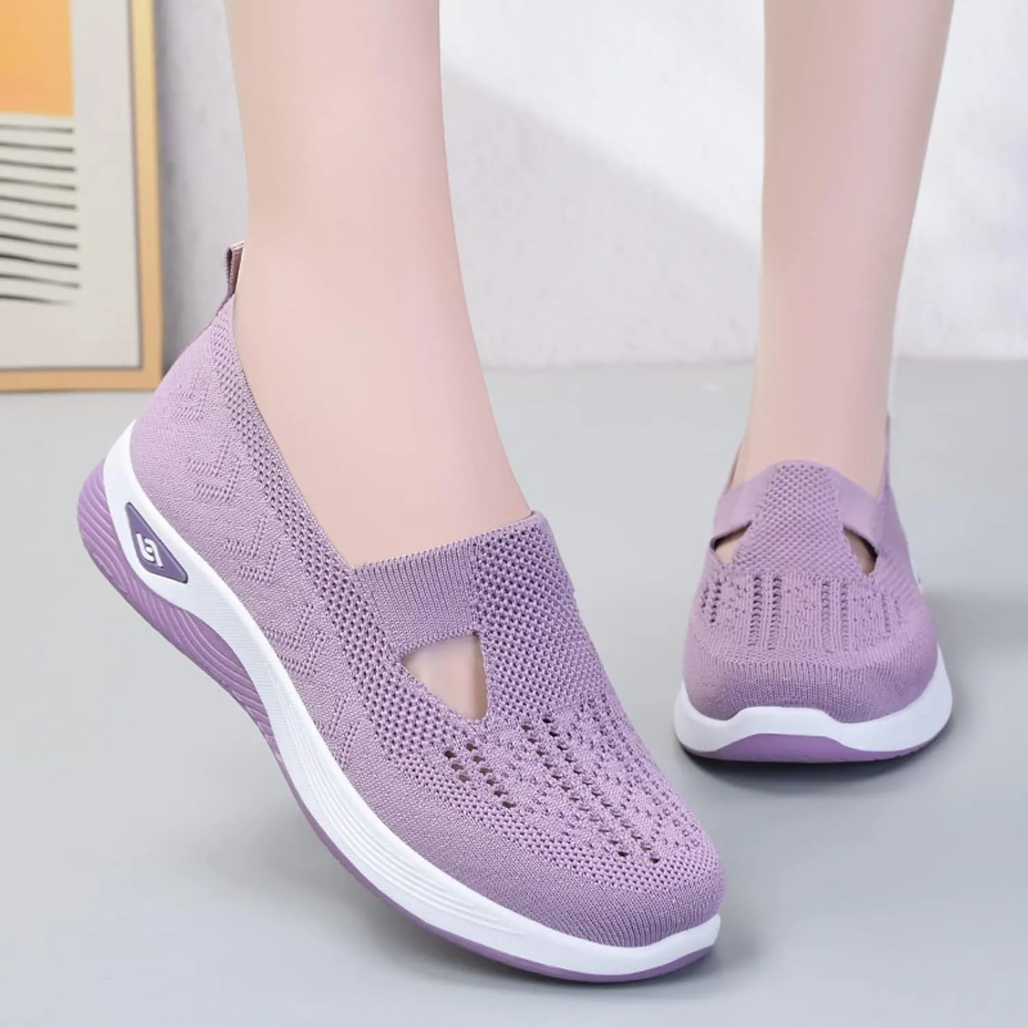 Orthopedic Shoes for Women 2024 Woven Slip on Walking Shoes Arch Support Diabetic Breathable Soft Shoes Lightweight Sneakers