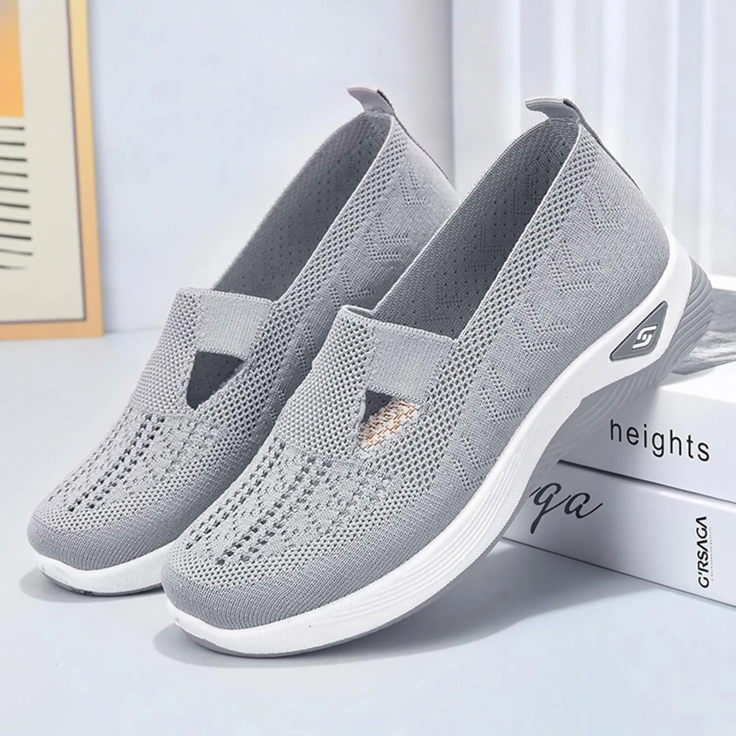 Orthopedic Shoes for Women 2024 Woven Slip on Walking Shoes Arch Support Diabetic Breathable Soft Shoes Lightweight Sneakers