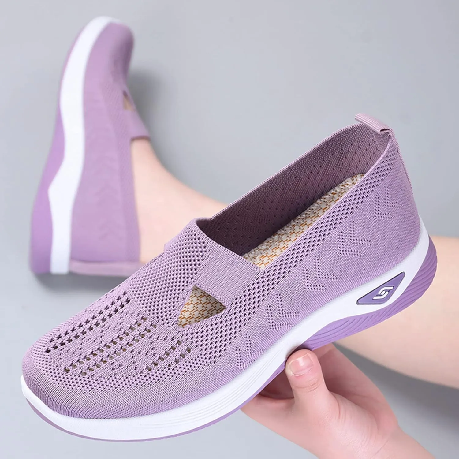 Orthopedic Shoes for Women 2024 Woven Slip on Walking Shoes Arch Support Diabetic Breathable Soft Shoes Lightweight Sneakers