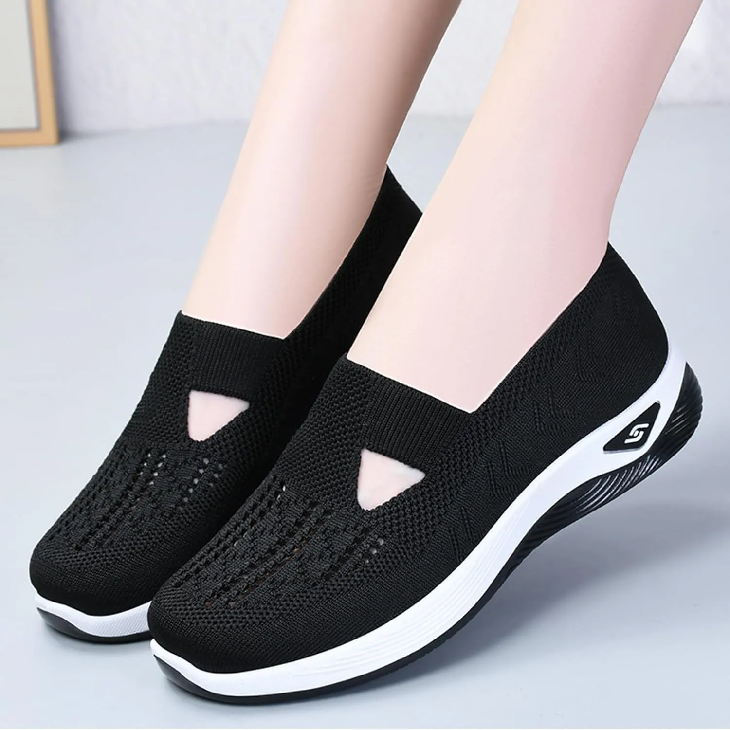 Orthopedic Shoes for Women 2024 Woven Slip on Walking Shoes Arch Support Diabetic Breathable Soft Shoes Lightweight Sneakers