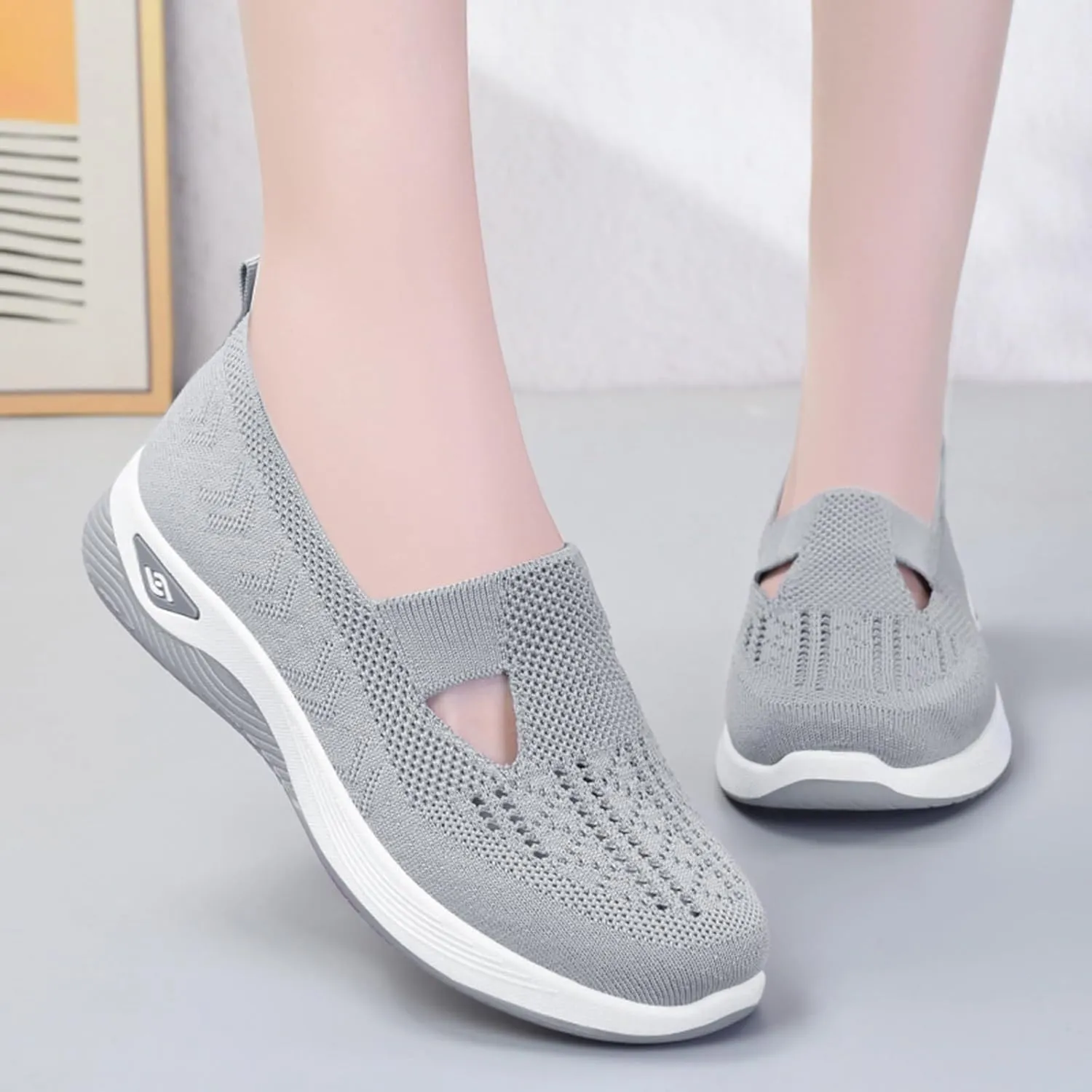 Orthopedic Shoes for Women 2024 Woven Slip on Walking Shoes Arch Support Diabetic Breathable Soft Shoes Lightweight Sneakers