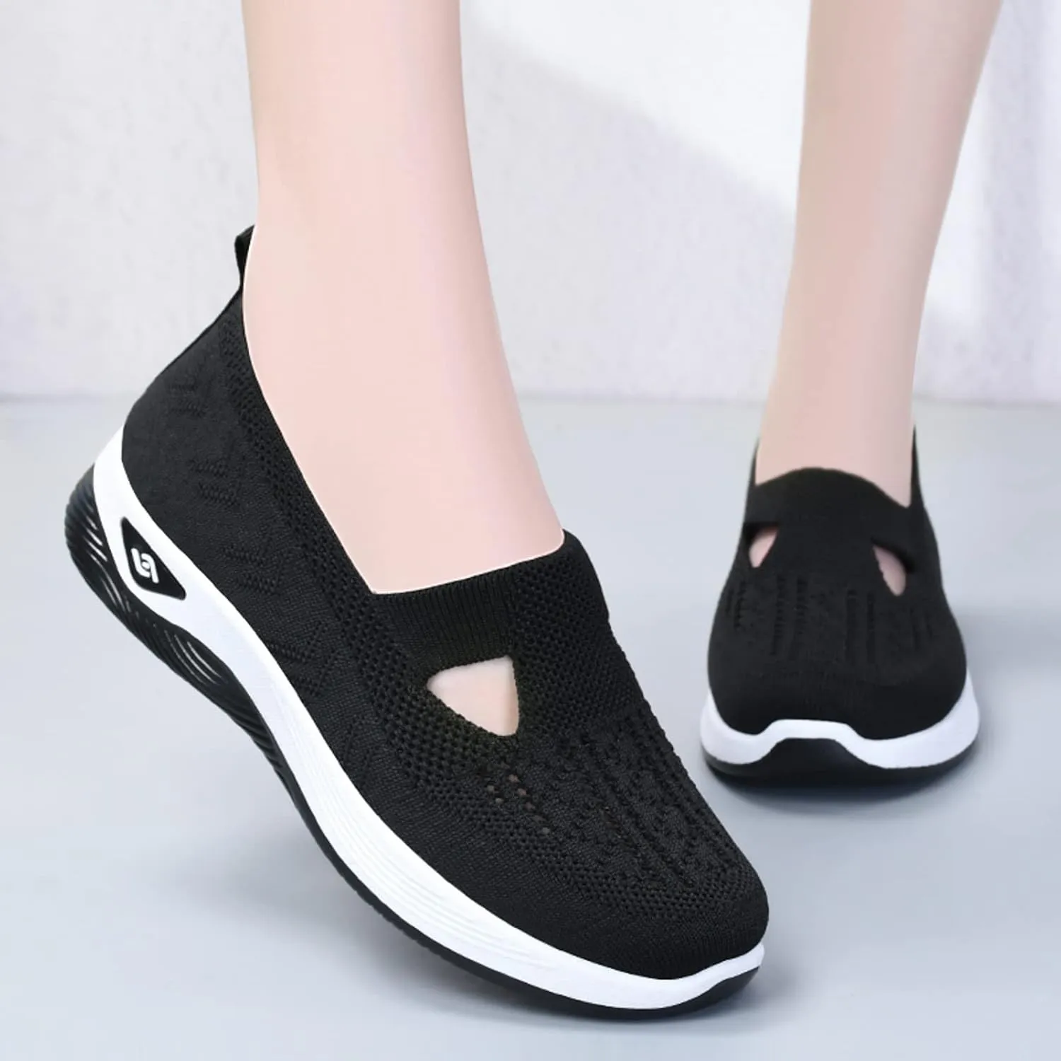 Orthopedic Shoes for Women 2024 Woven Slip on Walking Shoes Arch Support Diabetic Breathable Soft Shoes Lightweight Sneakers