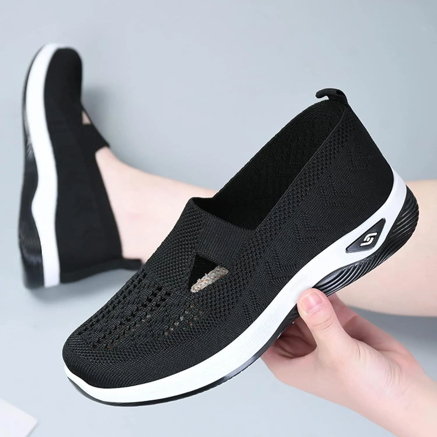 Orthopedic Shoes for Women 2024 Woven Slip on Walking Shoes Arch Support Diabetic Breathable Soft Shoes Lightweight Sneakers