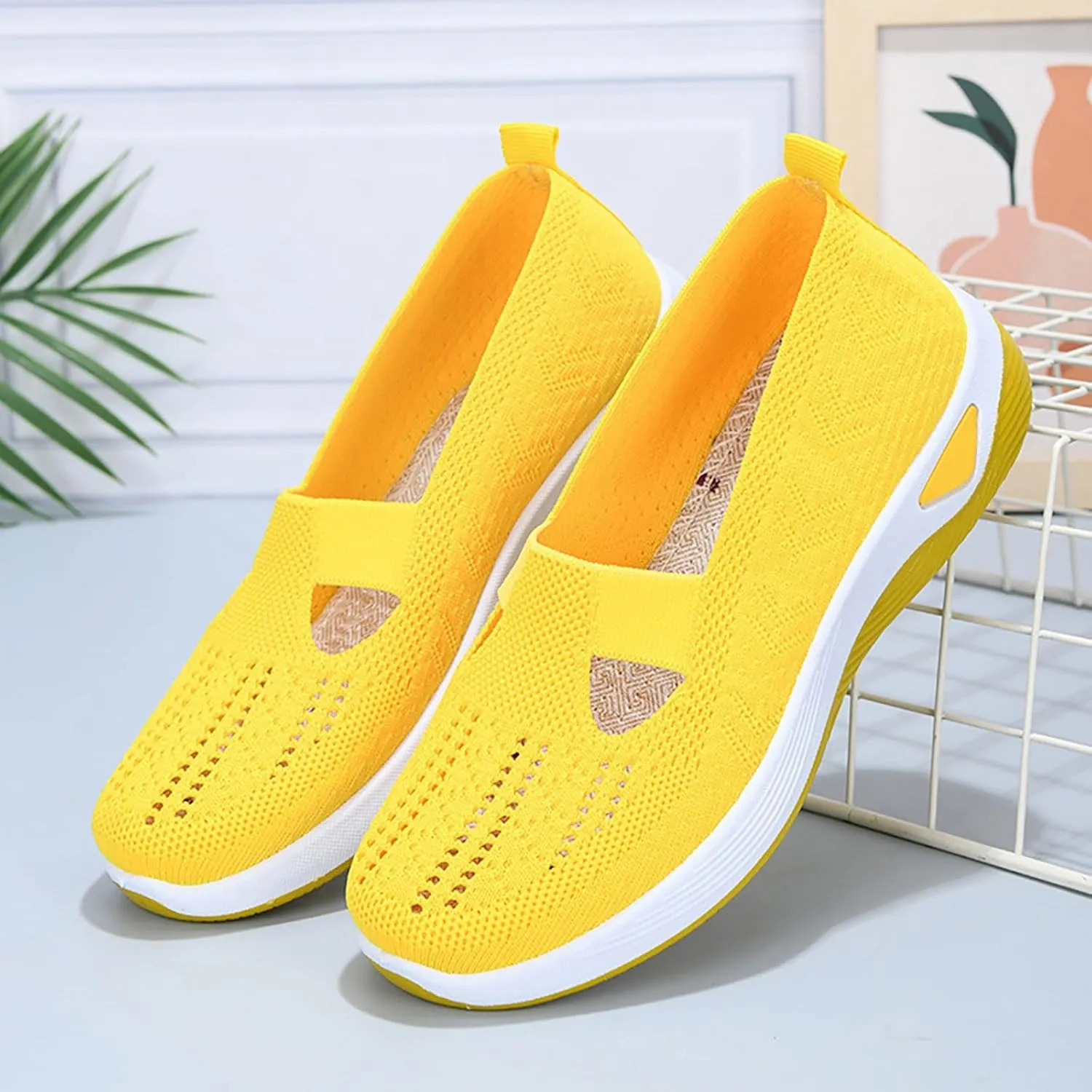 Orthopedic Shoes for Women Breathable Soft Slip On Non Slip Work Shoes Women Mesh Casual Shoes for Fall Women Shoes Sneakers Slip On Tennis Shoe Cross Trainer Shoe