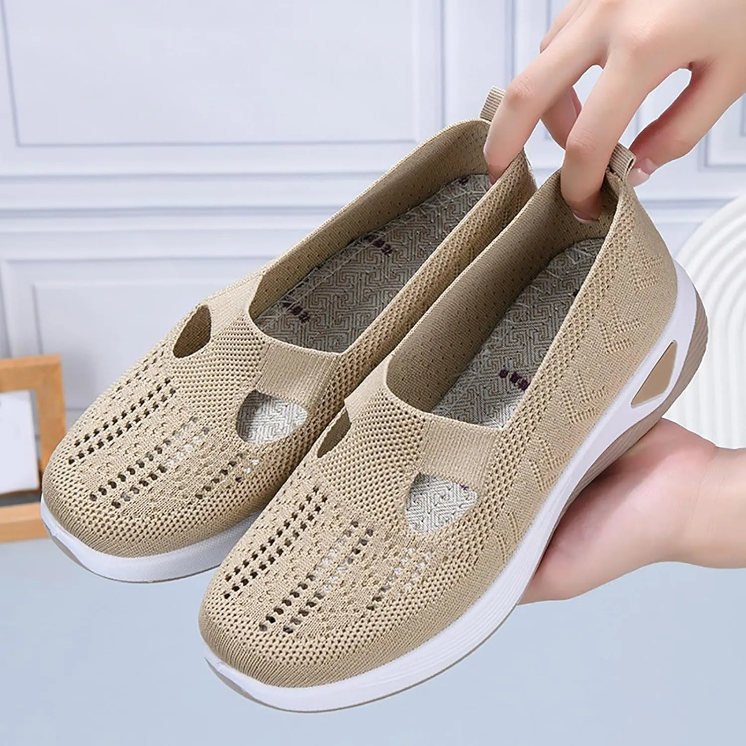 Orthopedic Shoes for Women Breathable Soft Slip On Non Slip Work Shoes Women Mesh Casual Shoes for Fall Women Shoes Sneakers Slip On Tennis Shoe Cross Trainer Shoe