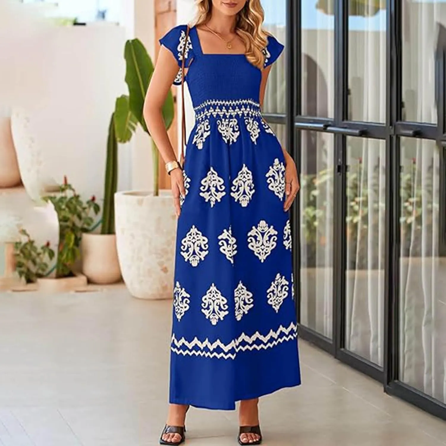 Overalls for Women Loose Floral Summer Romper Wide Leg One Piece Jumpsuits Boho Beach Vacation Outfits with Pockets