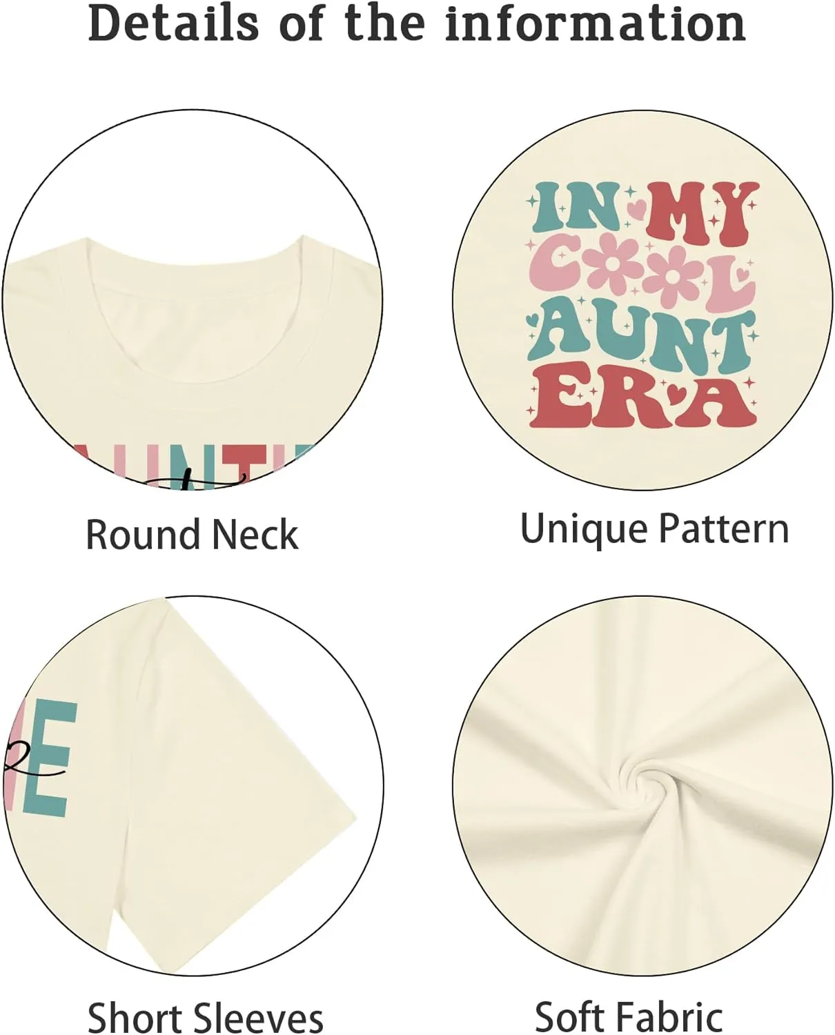 Oversized in My Aunts Era Shirts for Women Auntie Tshirt Funny Aunt Letter Print Gift Tee Tops
