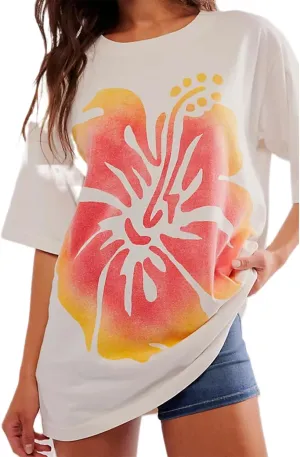 Oversized Y2k Floral Graphic Tees for Women Fruit Print Vintage Aesthetic Tops Baggy Summer Preppy Teen Girl Clothes