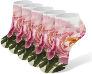 Peony Flowers Blossom Socks No Show Socks Low Cut Anti-Slid Athletic Casual Invisible Liner Socks Unisex