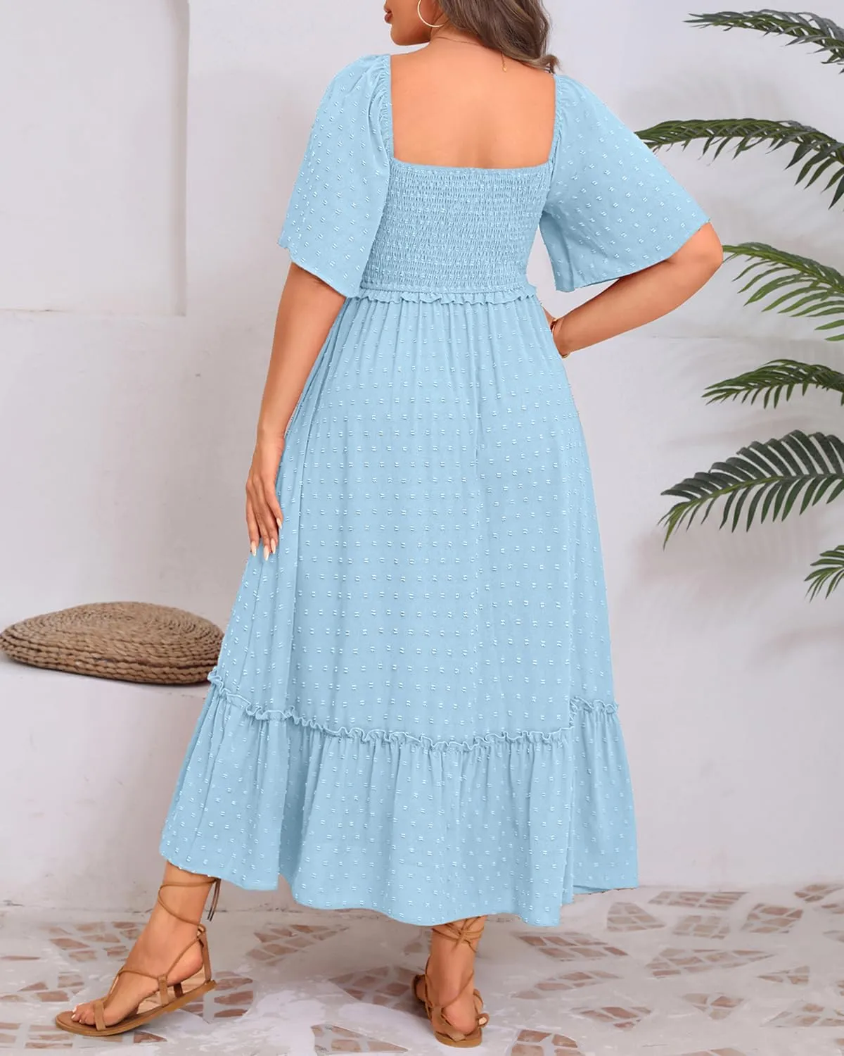 Plus Size Summer Dresses - Maxi Casual Wedding Guest Graduation Easter Long Dress with Pockets