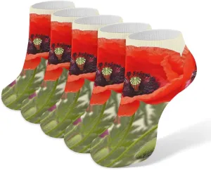 Poppy Flower Socks No Show Socks Low Cut Anti-Slid Athletic Casual Invisible Liner Socks Unisex