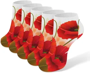 Poppy Flowers Vivid Petals Socks No Show Socks Low Cut Anti-Slid Athletic Casual Invisible Liner Socks Unisex