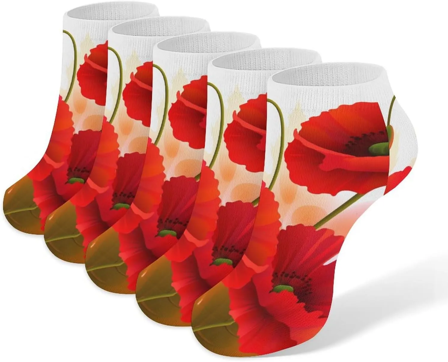 Poppy Flowers Vivid Petals Socks No Show Socks Low Cut Anti-Slid Athletic Casual Invisible Liner Socks Unisex