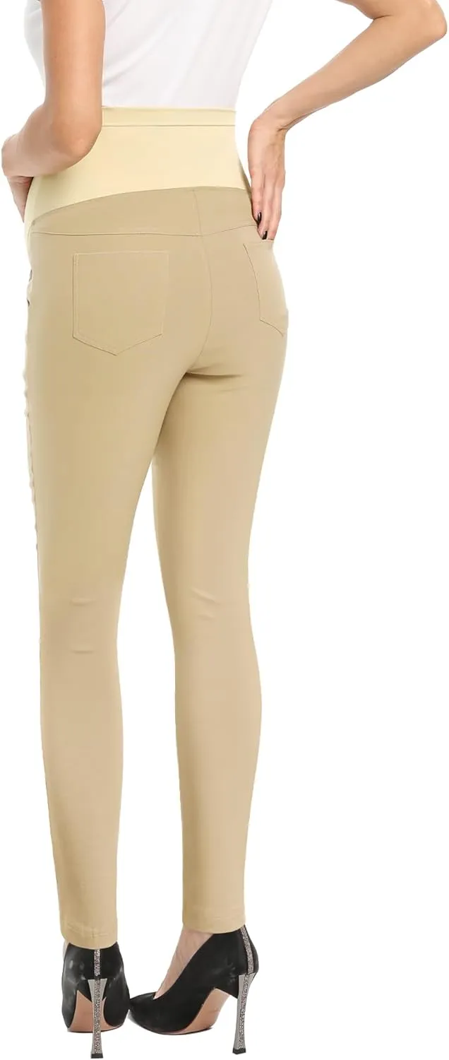 POSHGLAM Women's Maternity Skinny Pants Casual Slim Pull-on Comfy Stretch Pants