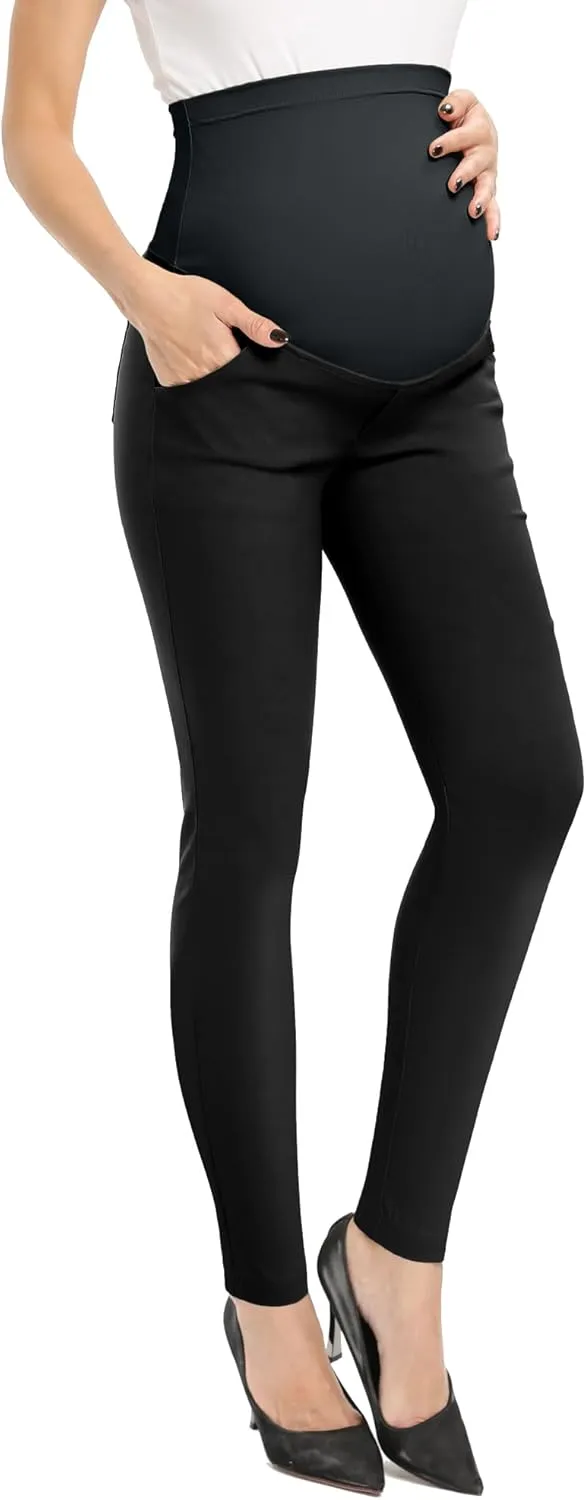 POSHGLAM Women's Maternity Skinny Pants Casual Slim Pull-on Comfy Stretch Pants