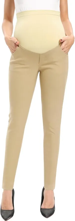POSHGLAM Women's Maternity Skinny Pants Casual Slim Pull-on Comfy Stretch Pants