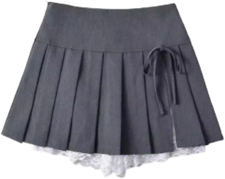 Preppy Skirt Mini Skirt for Women Y2k Skirt Black Short Preppy Clothe Pleated Mini Skirts Lace