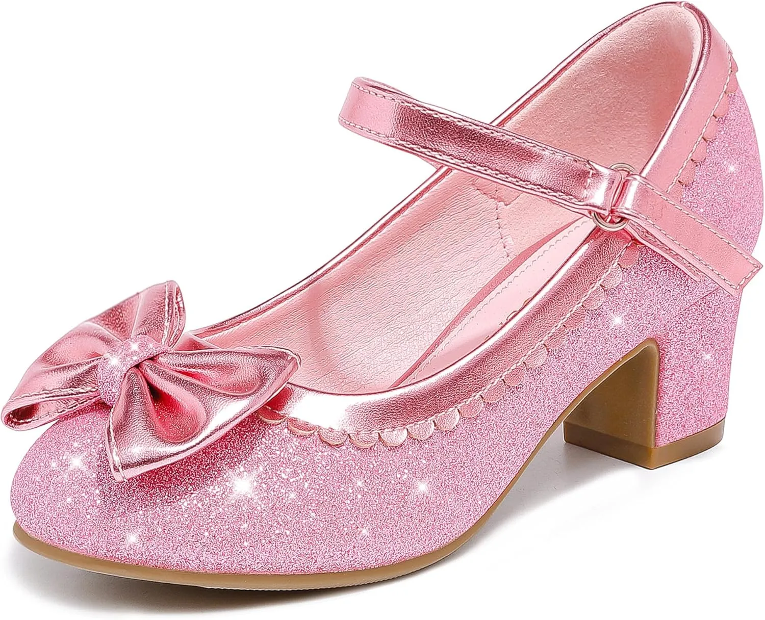 Princess Shoes High Heel Toddler Girls Dress Shoes Cute Bowknot Sparkle Mary Jane Flower Girls Wedding Birthday Party Prom for Little Big Kids