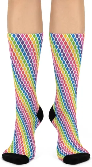 Rainbow Crew Socks - Colorful Striped Footwear, Fun Patterned Socks, Happy Rainbow Design, Gift for Sock Lovers, Vibrant Sock