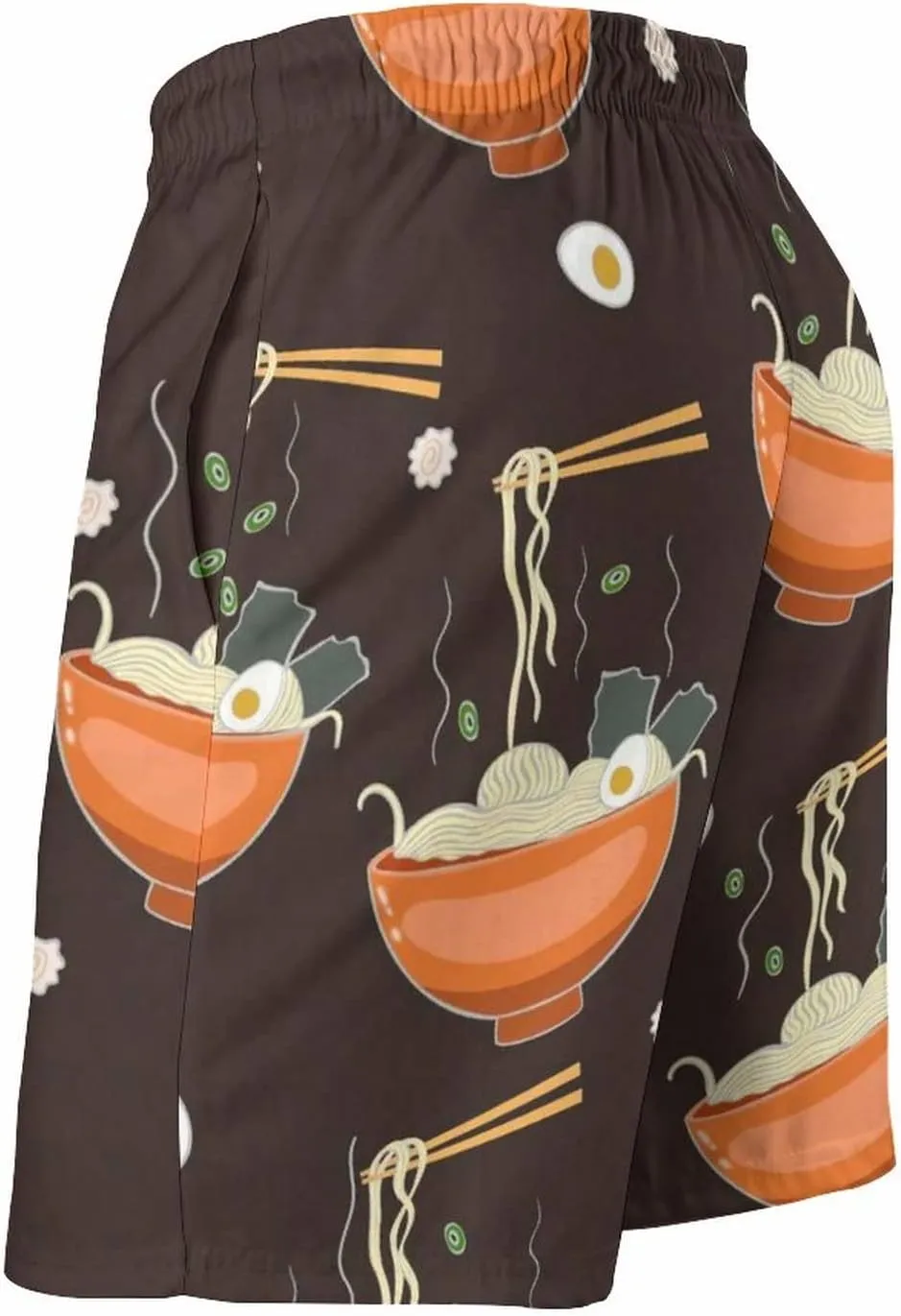 Ramen Noodle Soup Pattern Men's Beach Shorts Swim Trunks Quick Dry Casual Beach Pants
