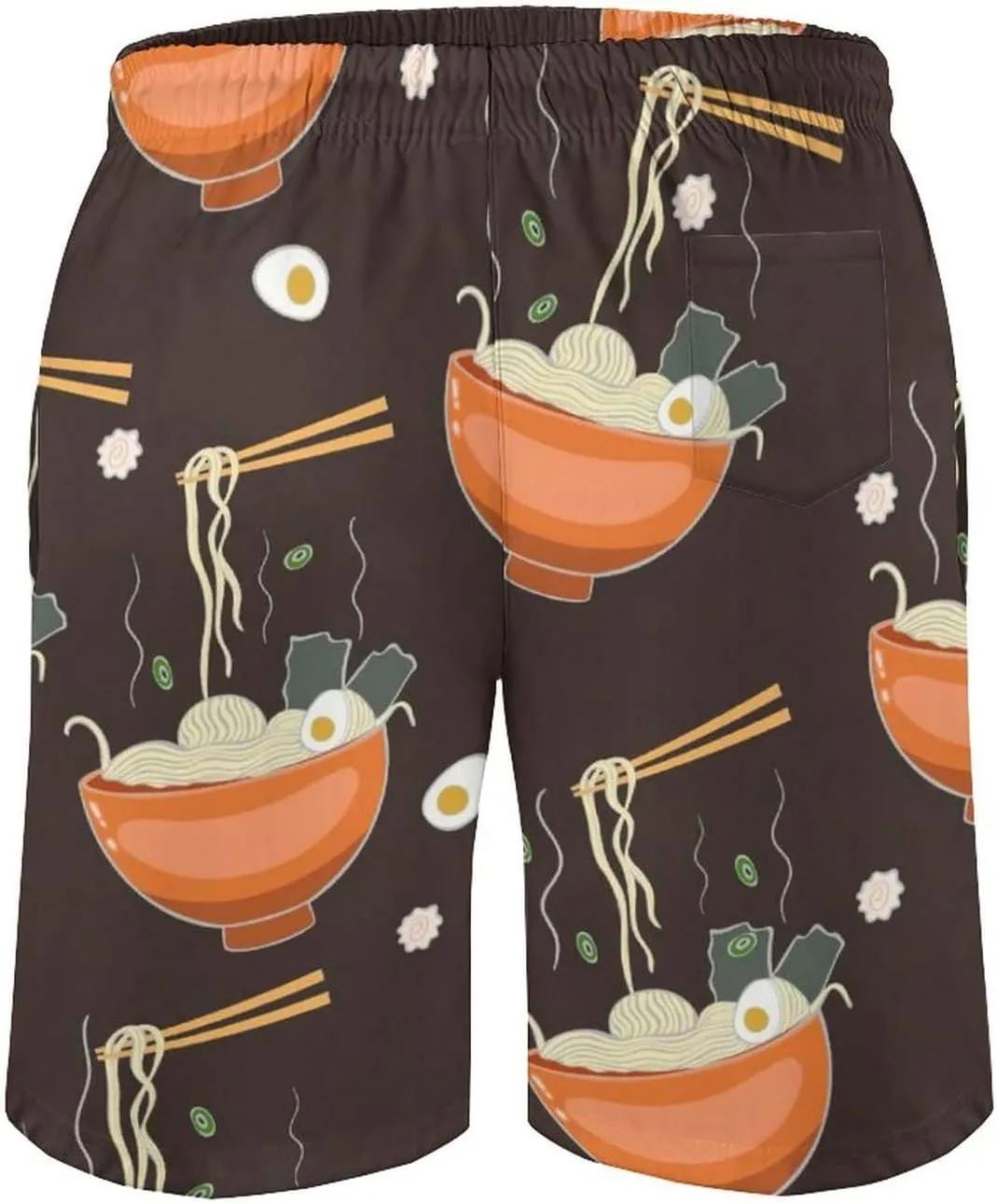 Ramen Noodle Soup Pattern Men's Beach Shorts Swim Trunks Quick Dry Casual Beach Pants