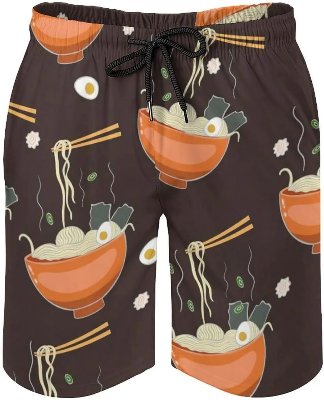 Ramen Noodle Soup Pattern Men's Beach Shorts Swim Trunks Quick Dry Casual Beach Pants
