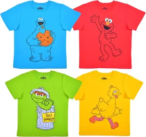 Sesame Street Boys 4 Pack T-Shirts for Infant and Toddler Kids